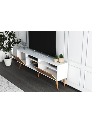 HepsiHome Hepsi Home Yosi 2 Kapaklı Raflı Tv Sehpası -  Atlantik Çam
