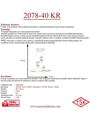 Eray Aydınlatma 2078-40 Kr 3 Toplu LED Krom Avize