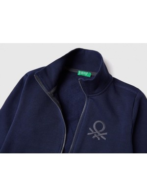 United Colors Of Benetton Erkek Çocuk Sweatshirt Uzun Kol Düz Renk Fermuar Detaylı