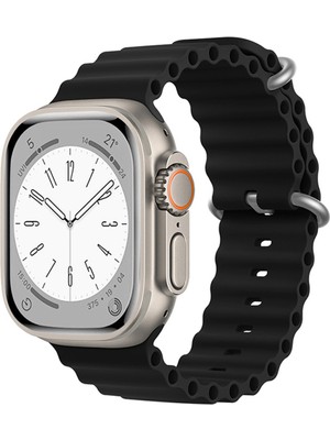 Forzacase Apple Watch Ultra 2 49MM Için Oluklu Ocean Silikon Kordon Kayış - FC007