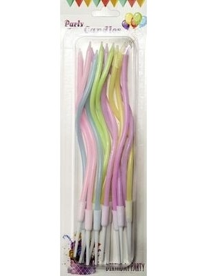 Kidspartim Makaron Rengarenk Burgulu Uzun Mum 12 Li
