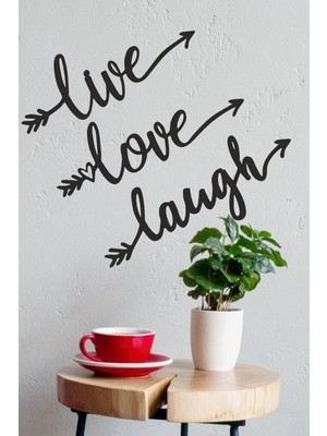 "live Love Laugh" Duvar Dekoru-Süsü, Ahşap Dekoratif Tablo - 1
