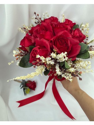 Zb Flowers Gelin buketi Kırmızı Gelin Çiçeği gelin Buketi söz Çiçeği nikah  Çiçeği el Buketi gelin Çiçeği