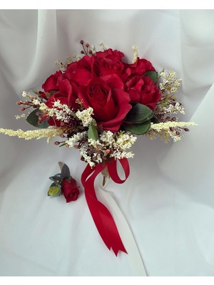 Zb Flowers Gelin buketi Kırmızı Gelin Çiçeği gelin Buketi söz Çiçeği nikah  Çiçeği el Buketi gelin Çiçeği