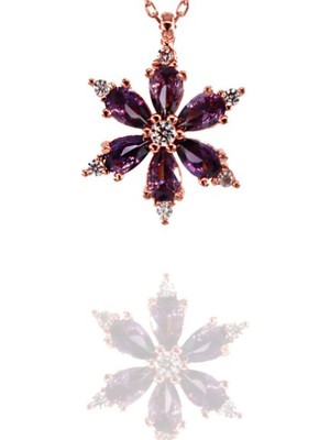 Neva Jewelry 925 Ayar Favori Mor Lotus Çiçeği Modelli Gümüş Kolye