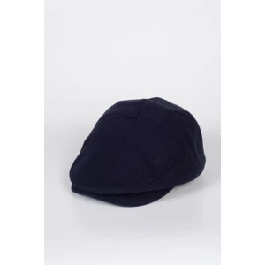 Düğmeli Klasik Kasket Lacivert Kasket Kaşe Kışlık Kumaş Şapka