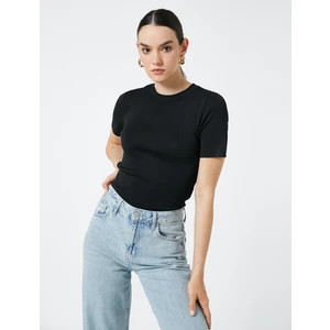 Crop Triko Kazak Kısa Kollu