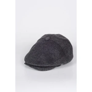 Düğmeli Klasik Kasket Gri Kasket Kaşe Kışlık Kumaş Şapka