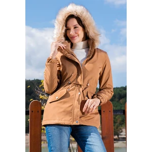 Regular Fit Suni Kürklü Kapüşonlu Parka Kadın Parka 6403319