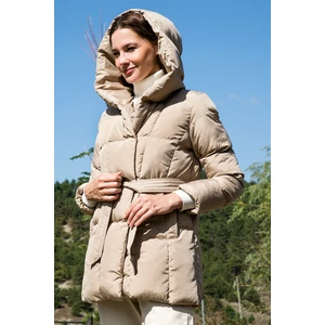 Cepli Kemerli Kapüşonlu Regular Fit Kışlık Şişme Mont Bayan Mont 55650154