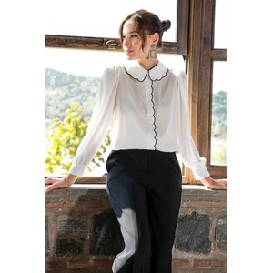 Yaka Detaylı Regular Fit Şifon Gömlek Bayan Gömlek 61114410