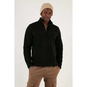 Slim Fit Yarım Fermuarlı Yumuşak Dokulu Şardonlu Kışlık Polar Erkek Polar 59060011