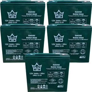 Ortec 12V 22-24 Ah Elektrikli Motosiklet Aküsü 5'li Set