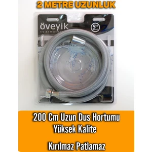Lüks Örgülü Kopmaz Patlamaz Duş Hortumu 200 cm Uzunluk Yüksek Kalite Gri