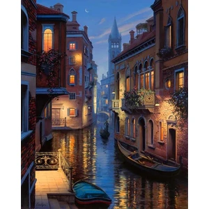 Movas Sanat Venedik Kanalları  Elmas Mozaik Tablo / Boncuk Goblen 40 x 50CM E20203105M