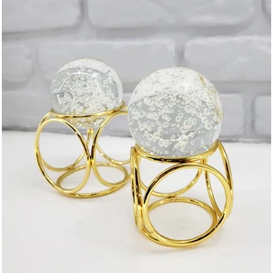 Gold Kaplama Metal 2'li Set Salon Küp Model Kristal Baloncuklu Cam Toplu Dekorasyon Biblo Obje