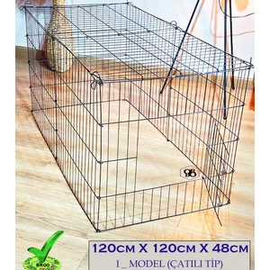 Köpek Kedi Çiti Kafesi 120CMX60CMX48CM I Tip Oyun Eğitim Alanı 8 Parça Panel Çit Siyah