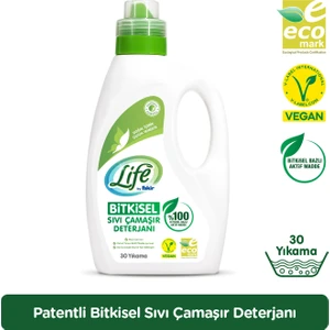 Life by Fakir %100 Bitkisel Bazlı Vegan Sıvı Çamaşır Deterjanı 1500 ml (30 Yıkama)(Renkli ve Beyazlar İçin)