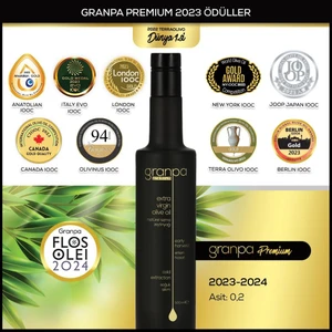 GRANPA PREMIUM 500 ML 2023-2024 FİLTRELİ ERKEN HASAT SOĞUK SIKIM NATUREL SIZMA ZEYTİNYAĞI
( Uluslararası Ödüllü Premium Naturel Sızma Zeytinyağı 500 ml )