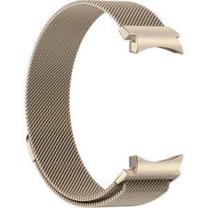 Samsung Galaxy Watch 6 40MM Uyumlu Mıknatıslı Metal Örgü Hasır Desenli Kordon Gold