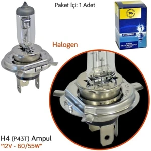 12V 60/55W H4 Uzun Kısa Standart Far Ampulü