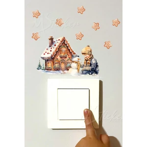 Yeni Yıl Yılbaşı Kış Konseptli Sticker Yılbaşı Süsü Noel Kış Konseptli Priz Sticker Yılbaşı Süsü