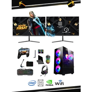 DG-İ5-900 Ekstra İ5-9400F 16RAM 480SSD GT730-4GB 24INÇLED Dual Monitör Gamıng Pc