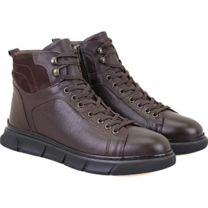 Axel Kahve Erkek Fermuarlı Deri Bot