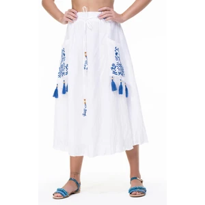 Nil Vual Midi Boy Yazlık Etek Beyaz Byz