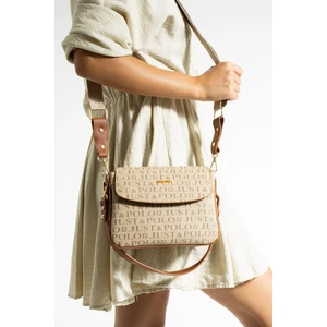 Just Polo Kadın Vizon Taba Baskı Desenli Kolon Askılı 3 Bölmeli Omuz Çantası 23X16CM MDS2184