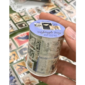 Kağıt Gemi Dükkan Kuş Temalı Tek Tek Çıkartmalı 2m 150 Adet Sticker Pul Washi Bant/Masking Tape/Desenli Bant/Çıkartma/Bullet Journal/Defter Süsleme