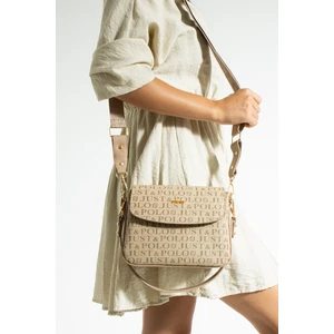 Just Polo Kadın Vizon Baskı Desenli Kolon Askılı 3 Bölmeli Omuz Çantası 23X16CM MDS2184
