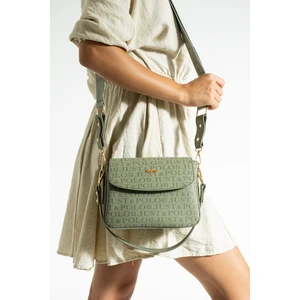 Just Polo Kadın Yeşil Baskı Desenli Kolon Askılı 3 Bölmeli Omuz Çantası 23X16CM MDS2184