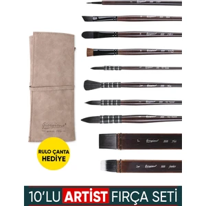 Vox Art Sincap Kıl Artist Fırça Seti 10'lu Fırça + Taşıma Çantası Hediyeli
