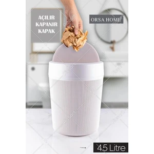 Orsa Home 4.5 Lt Beyaz Çizgi Desen Banyo, Mutfak, Ofis Çöp Kovası