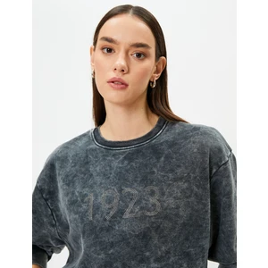 Bisiklet Yaka Sweatshirt 1923 Işlemeli Soluk Efektli 100. Yıla Özel