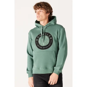 Regular Fit Normal Kesim Kapüşonlu İçi Polarlı Yeşil Sweatshirt