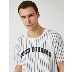 Slogan Baskılı Tişört Bisiklet Yaka Kısa Kollu