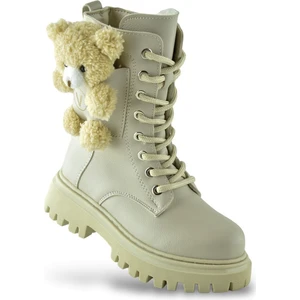 278 Ortopedik Bağcıklı Fermuarlı Kız Çocuk Bot Ayakkabı Ayıcıklı Kürklü Çocuk Bot
