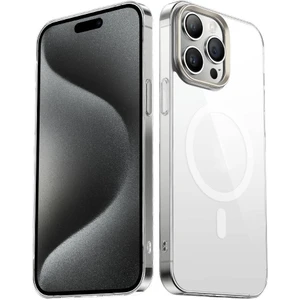 iPhone 15 Pro Max Kılıf Sert Pc Şeffaf Arka Yüzey Renkli Kamera Çerçeve Mıknatıs Magsafe Sert Kapak