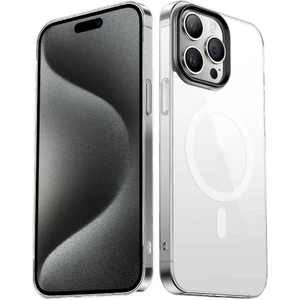 iPhone 15 Pro Max Kılıf Sert Pc Şeffaf Arka Yüzey Renkli Kamera Çerçeve Mıknatıs Magsafe Sert Kapak