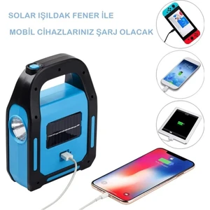 Ct 9955 Hazar Güneş Enerjili El Feneri Işıldak USB Şarj Edilebilir Solar  El Feneri - Inges