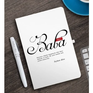 Kişiye Özel Mânâ Baba Beyaz Defter ve Kalem Hediye Seti