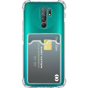Kzy Xiaomi Redmi 9 Kapak Kamera Korumalı Kartlıklı Darbe Emici Özellikli Şeffaf Silikon Kılıf