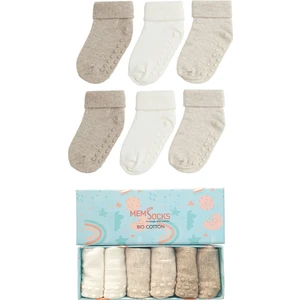 Mem Socks 6'lı Organik Pamuklu Kaydırmaz Çocuk Çorabı
