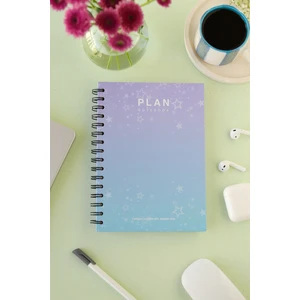 Deep Notebook Süresiz Planlayıcı Ajanda A5 Spiralli Renk Geçiş Yıldızlar Renkli Tasarım