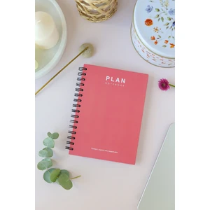 Deep Notebook Süresiz Planlayıcı Ajanda A5 Spiralli Pembe Renk Klasik Tasarım