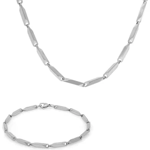 Silver Renk 317L Çelik Singapur Erkek Zincir Kolye & Bileklik Kombini