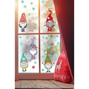 Kt Grup Yılbaşı Sticker Sevimli Cüceler ve Kar Taneleri Dekoratif Pencere, Duvar Sticker