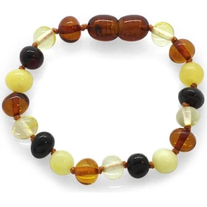 Oval Form Multicolor Doğal Damla Kehribar Bebek Bileklik